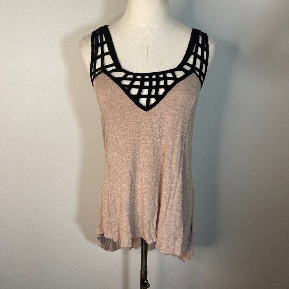 Women's Beige Tank Top with Black Accents